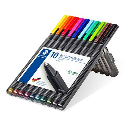 Caneta Esferográfica - Staedtler - Triplus Rollerball Estojo c/ 10 cores