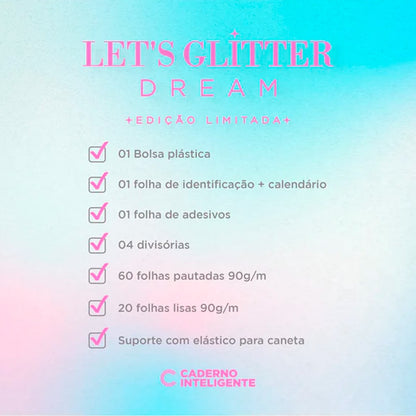 Caderno A5 - Caderno Inteligente - Let's Glitter Ocean Blue 80 Folhas 90g/m²