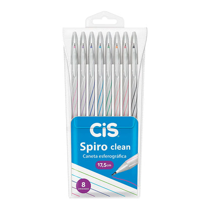 Caneta Esferográfica - CIS - Spiro Clean 8 Cores 0.7mm