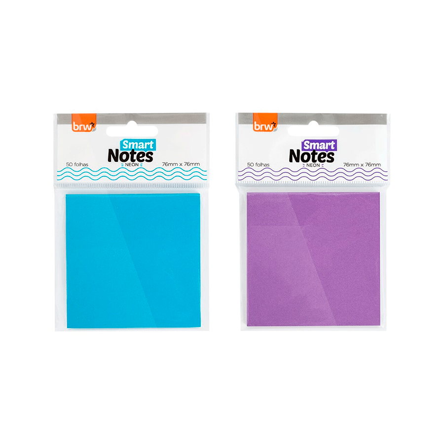 Bloco Adesivo - BRW - Smart Notes Neon 76x76mm 50 Folhas