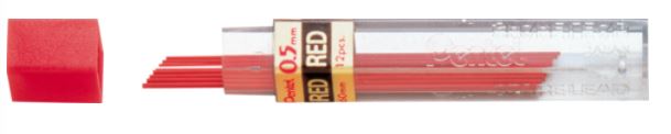 Grafites 0.5mm - Pentel - Vermelho 1 Tubo com 12 unidades