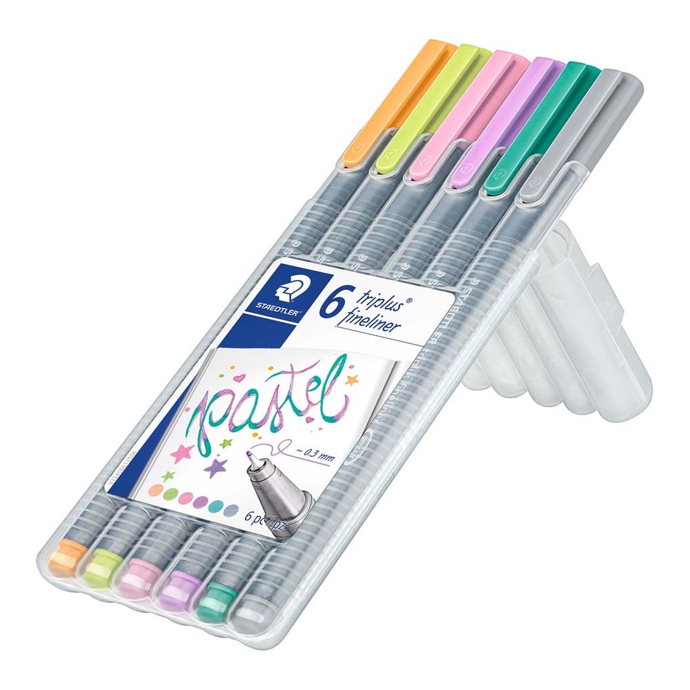 Caneta Fineliner - Staedtler - 0,3mm - 6 Cores Triplus Pastel