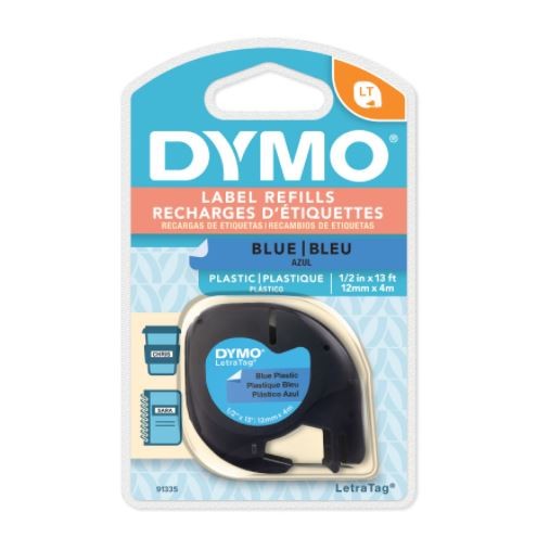 Fita Plástica para Rotulador LetraTag - Dymo - 12mm x 4m Azul
