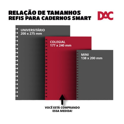 Refil Caderno Colegial Smart - DAC - Azul - 48Fl 177x240mm