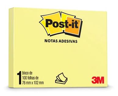 Bloco de Notas Adesivas - Post-it 3M -  Amarelo 100FLS 76 x 102mm