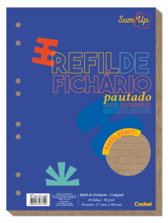 Refil Caderno Argolado - Credeal - Kraft Pautado Colegial 40 Fl