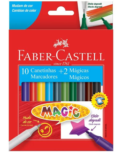 Canetinha 10 cores + 2 mágicas - Faber-Castell  - Efeito Degradê